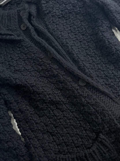 PHENOMENON Black Alpaca Blend Big Hood Cardigan Size L