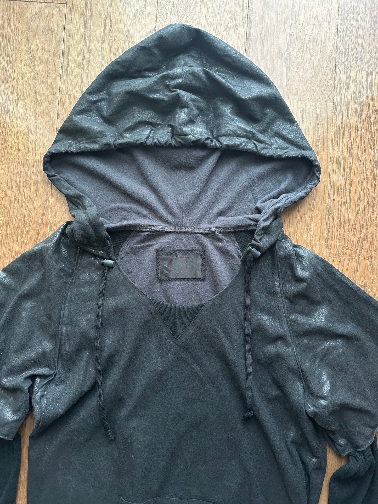 Vintage lgb Wax Coated Layered Gray Hoodie Size S