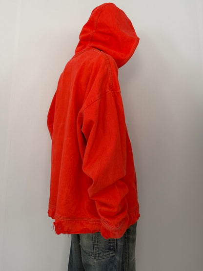 424 Red Damaged Zip Hoodie Size L