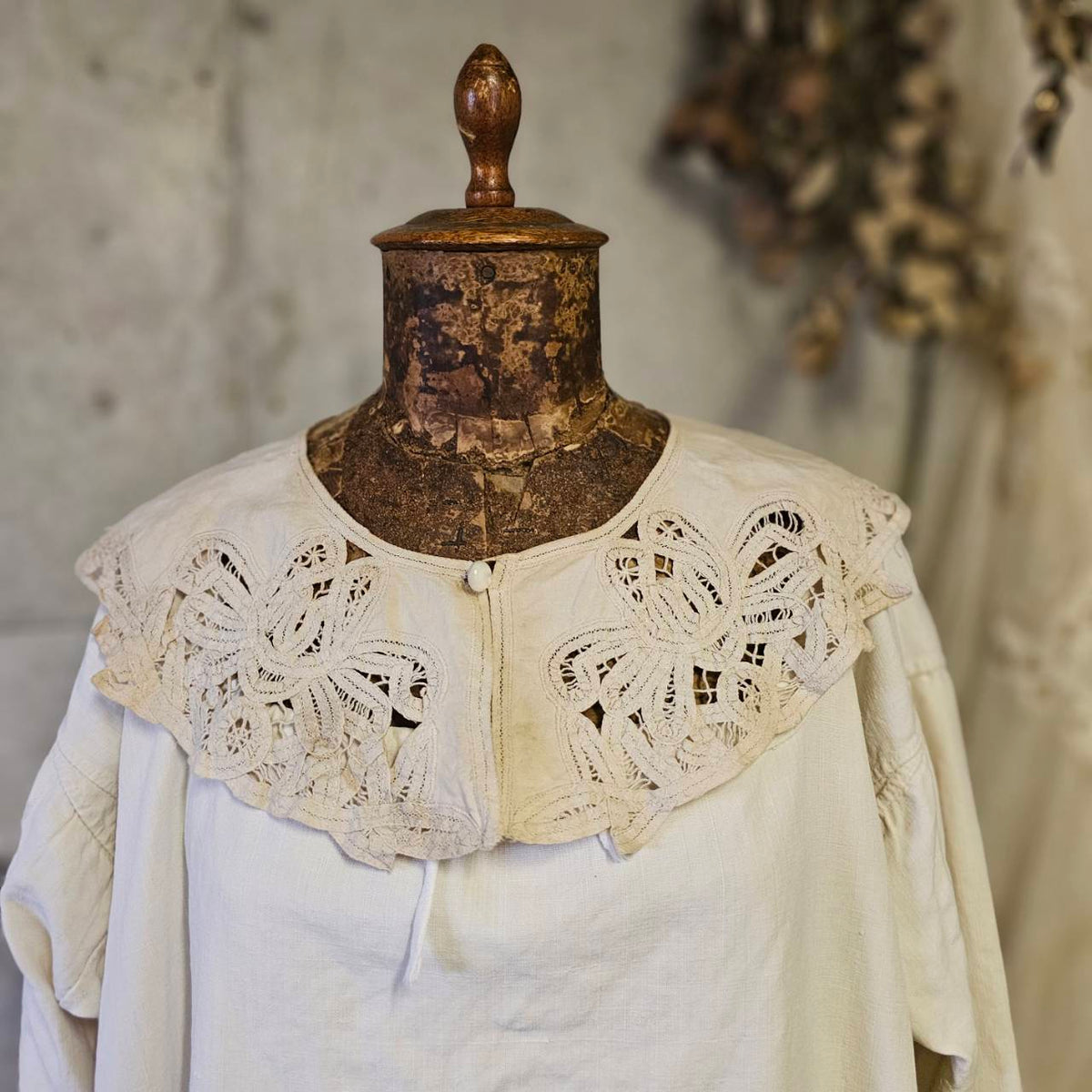 Euro vintage Cotton Linen Collar Beige
