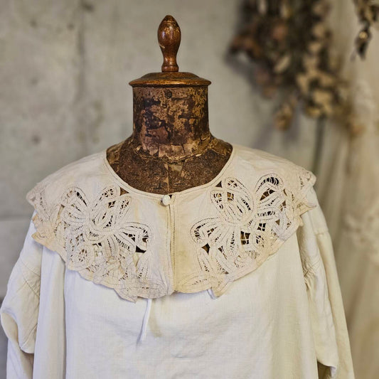 Euro vintage Cotton Linen Collar Beige