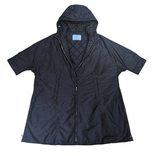PRADA Black Quilted Zip Detail Nylon Padded Coat Size 36