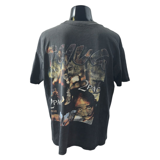 PAC 90s Y2K Makaveli Thug Life Rap T-Shirt Faded Size L