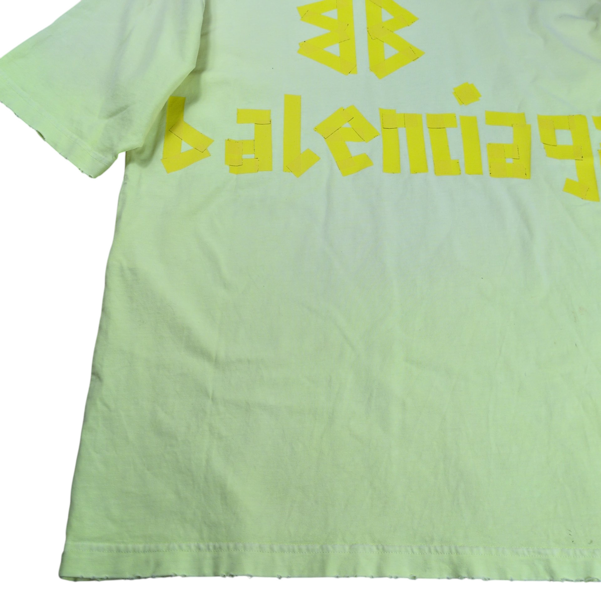 BALENCIAGA Tape Logo Crushed T-Shirt Yellow Size XS