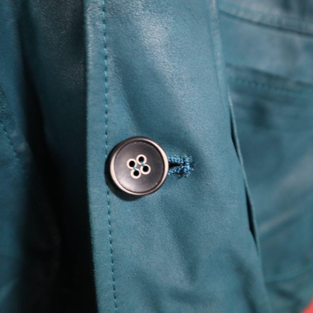 Vintage EMMETI Turquoise Blue Lamb Leather 3-Button Size 44