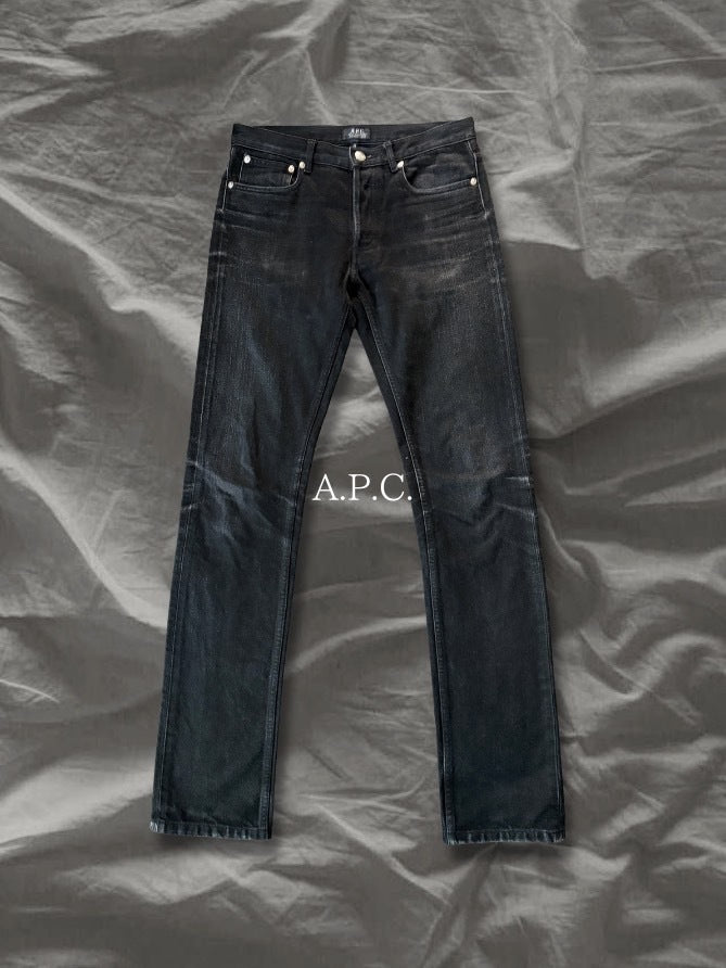 A.P.C. 10s Cotton Petit Standard Faded Black Jeans Size S