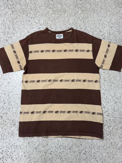 Old STUSSY 90s Jacquard Surfman Stripe T-Shirt Multi Size M