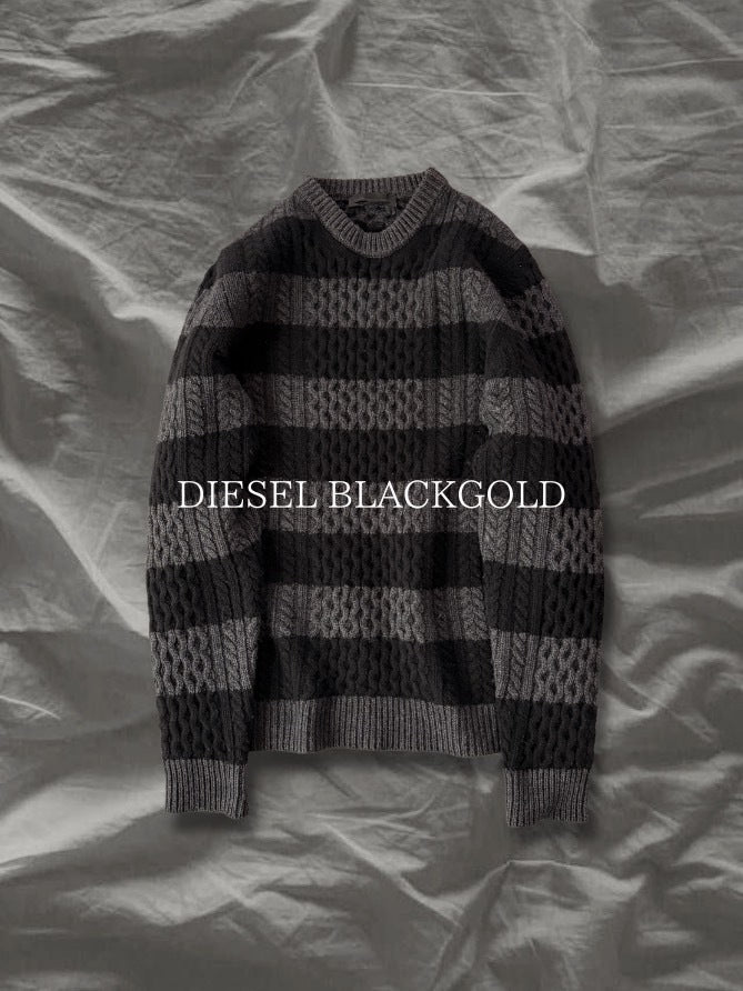 DIESEL BLACKGOLD Virgin Wool Border Low Gauge Knit