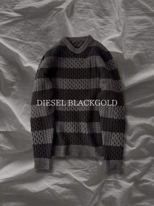 DIESEL BLACKGOLD Virgin Wool Border Low Gauge Knit