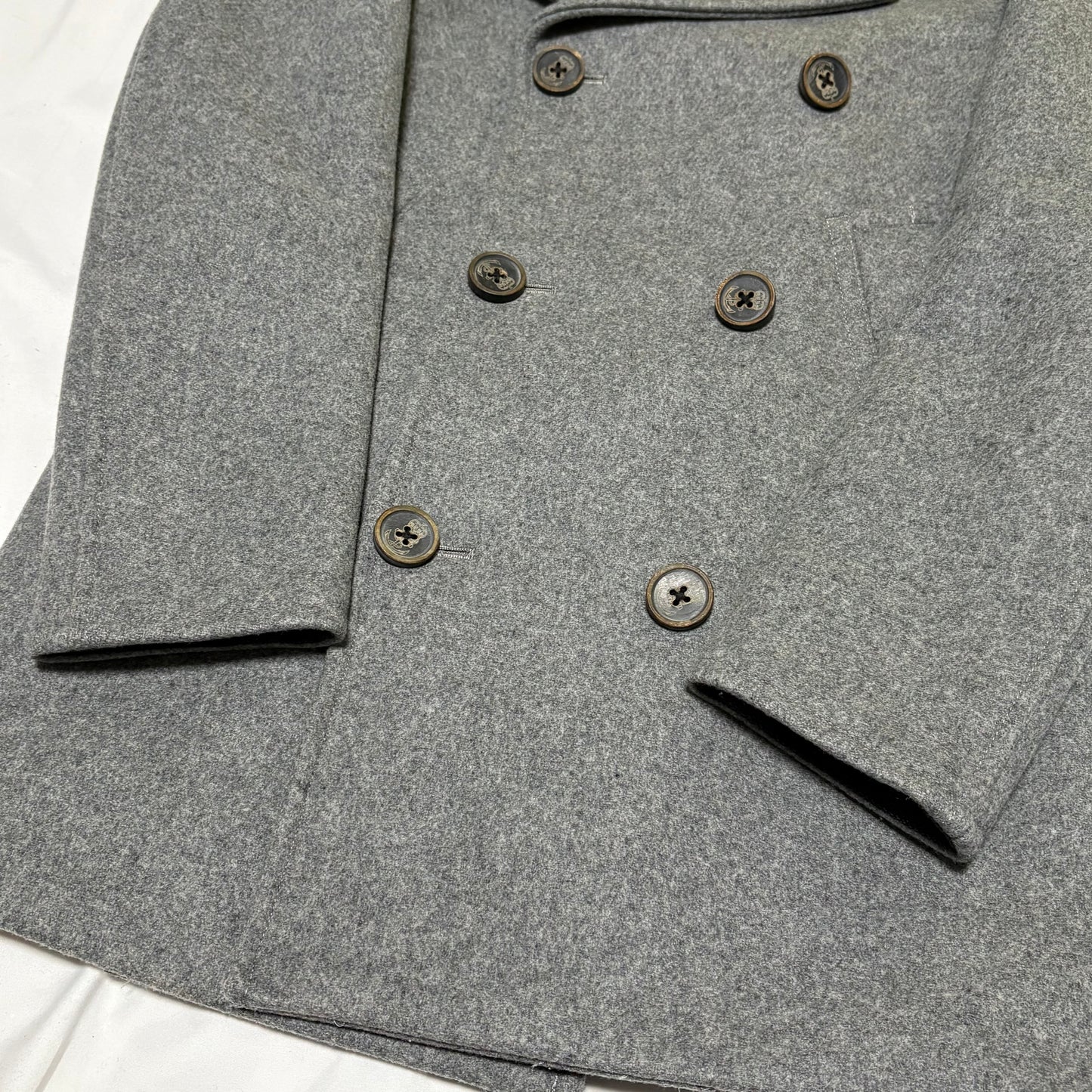 FACTOTUM Gray Wool Melton Pea Coat Size 44