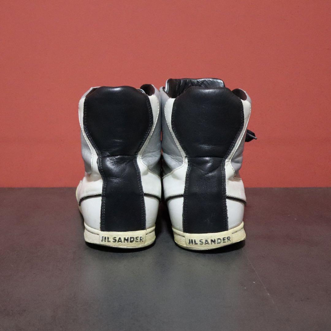 Jil Sander Metallic Silver Logo Sneakers Size 8