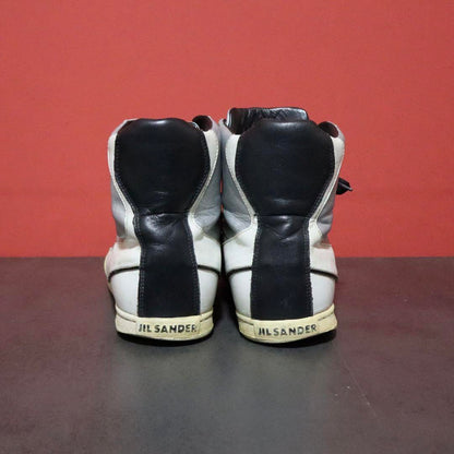 Jil Sander Metallic Silver Logo Sneakers Size 8