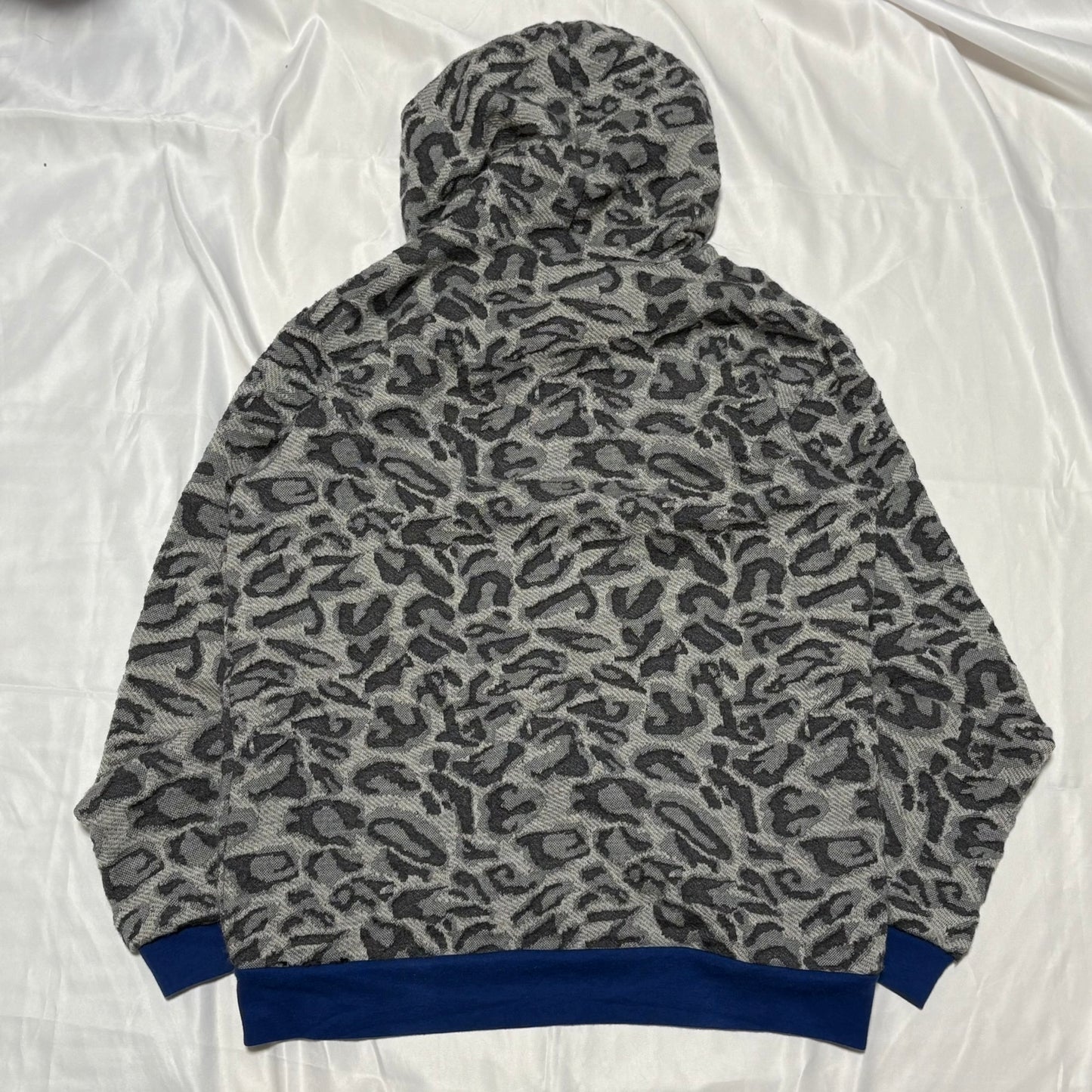 FACTOTUM Gray Wool Leopard Print Pullover Hoodie Size 44