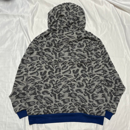 FACTOTUM Gray Wool Leopard Print Pullover Hoodie Size 44