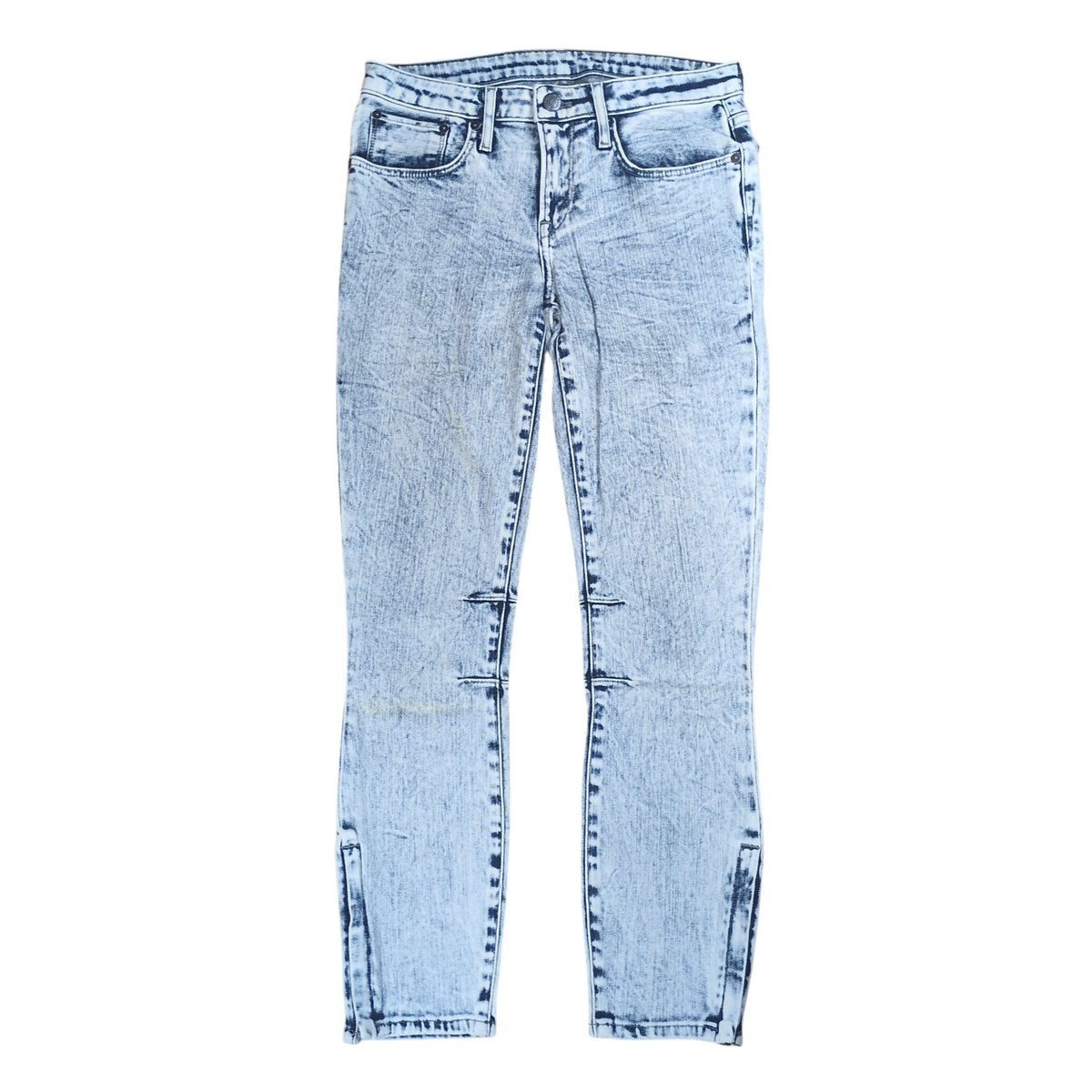 HELMUT LANG Blue Chemical Wash Side Zip Skinny Denim Size 26