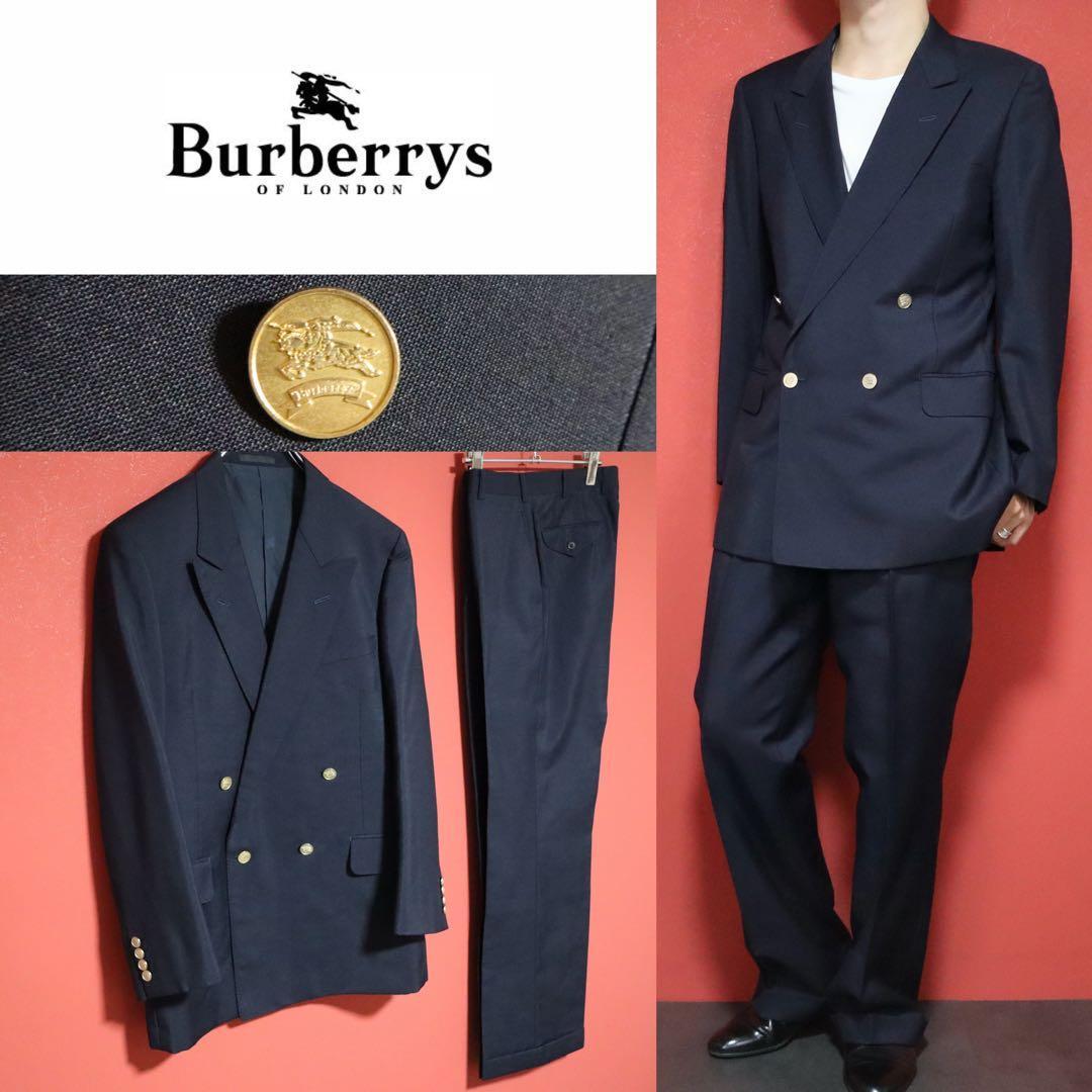 Burberrys 90s Wool Mohair Gold Button DB Suit Jacket