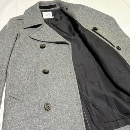 FACTOTUM Gray Wool Melton Pea Coat Size 44