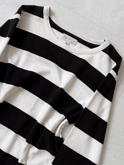 Agnes b Cotton Border Long Sleeve T-Shirt Size XS