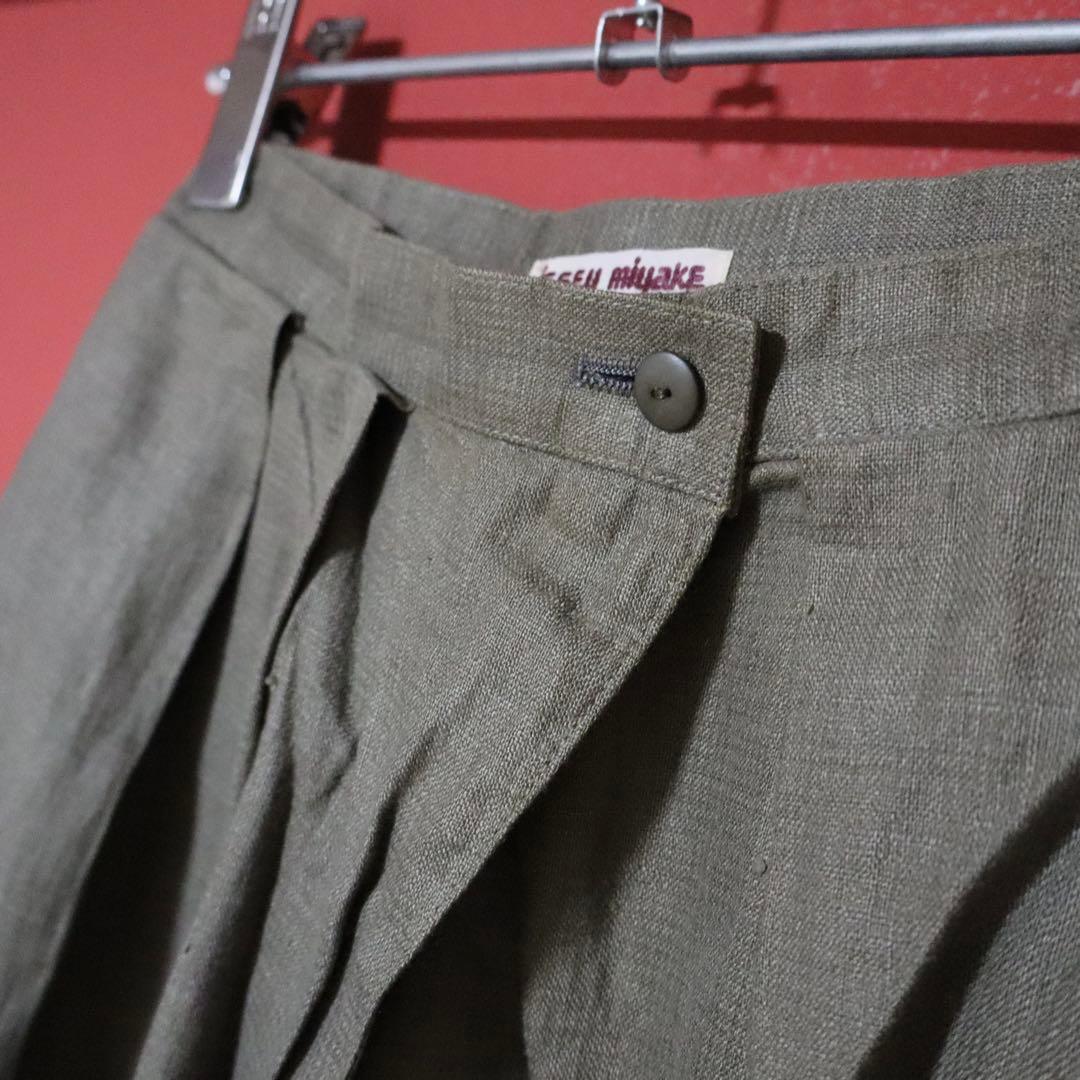 ISSEY MIYAKE 70s Asymmetric Linen Wrap Wide Pants Size 9
