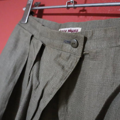 ISSEY MIYAKE 70s Asymmetric Linen Wrap Wide Pants Size 9