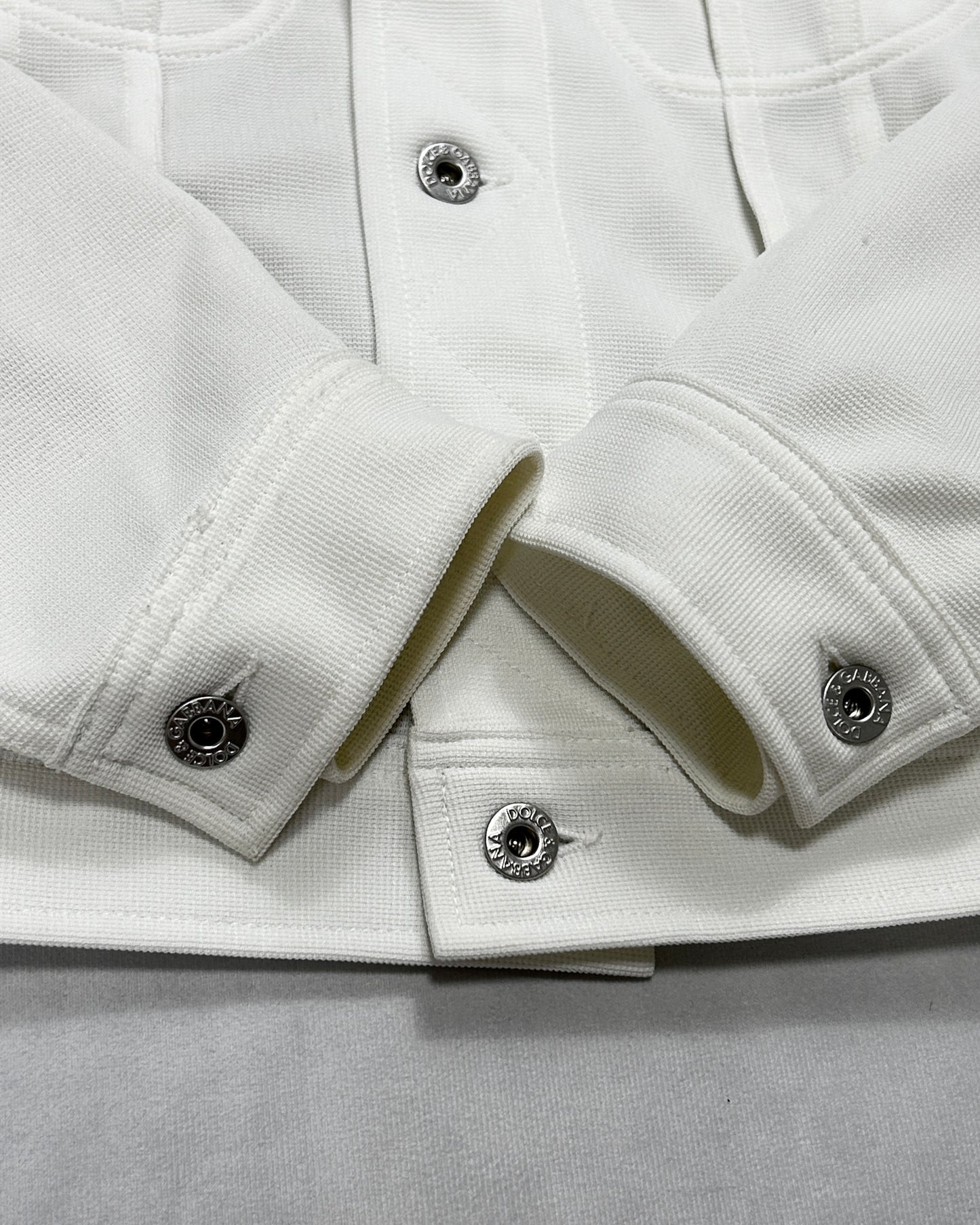 J&ANS DOLCE&GABBANA White Piqué Trucker Jacket Size M