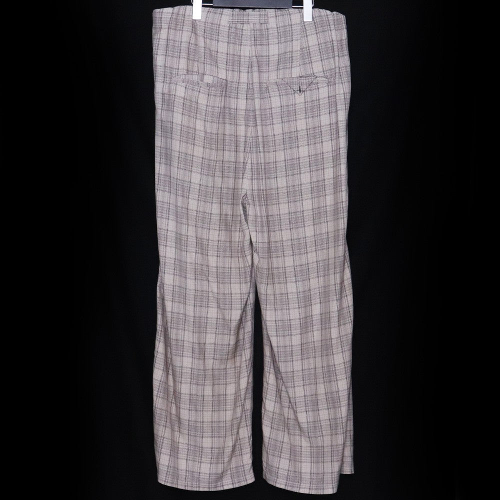 ANCELLM 26SS Aging Check Belt-Less Slacks Beige Size 2