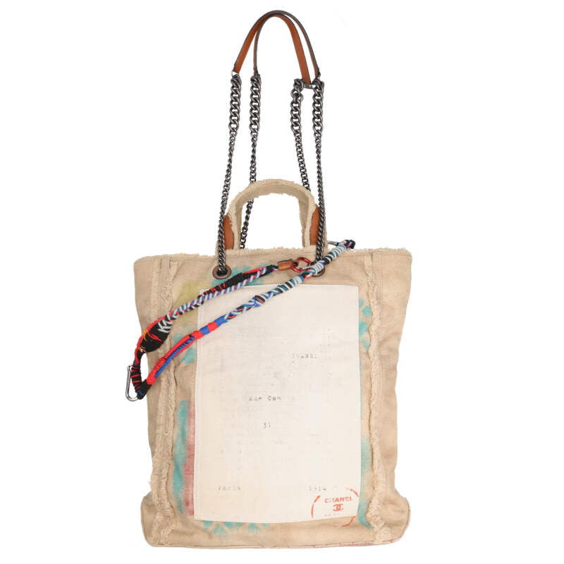 CHANEL Beige Graffiti Bricolage Chain Tote Bag Size ONE SIZE