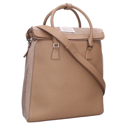 Maison Margiela Leather Canvas 2-Way Tote Bag Beige