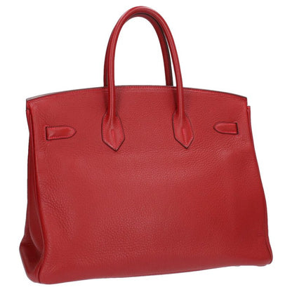 HERMES Red Birkin 35 Taurillon Clemence Silver Size ONE SIZE
