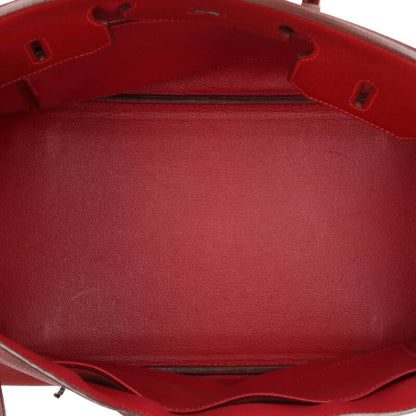 HERMES Red Birkin 35 Taurillon Clemence Silver Size ONE SIZE