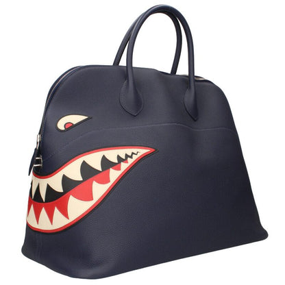 HERMES Navy Bolide 45 Shark Togo Silver Hw Size ONE SIZE