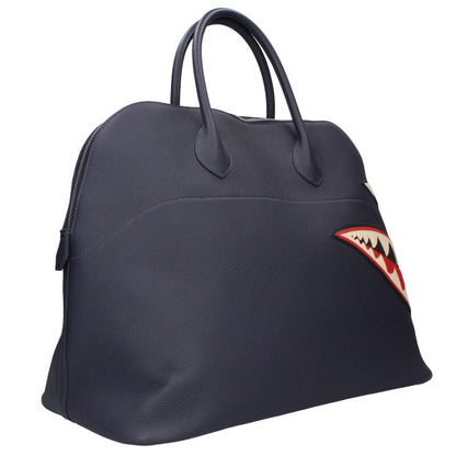 HERMES Navy Bolide 45 Shark Togo Silver Hw Size ONE SIZE