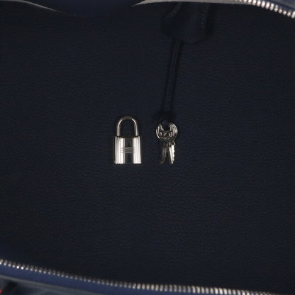 HERMES Navy Bolide 45 Shark Togo Silver Hw Size ONE SIZE