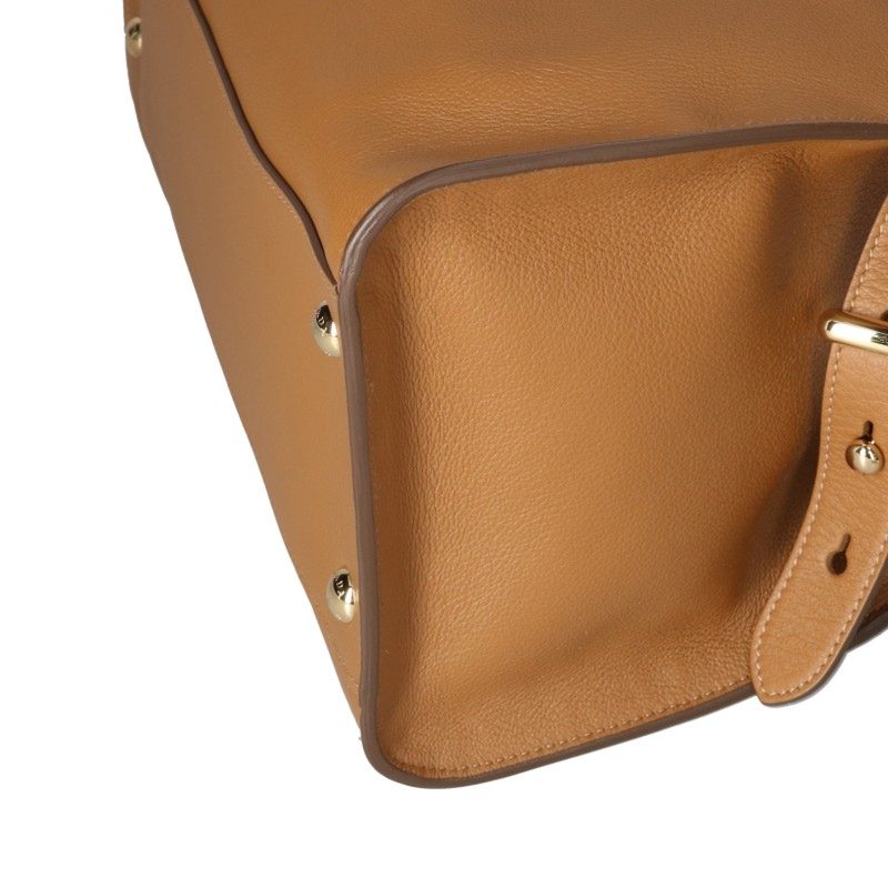 PRADA Logo Soft Grain Leather Handbag Brown Size ONE SIZE