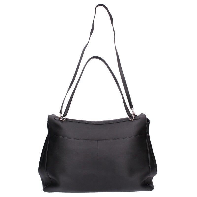 BALENCIAGA 2-Way Leather Handbag Black Silver Size XL