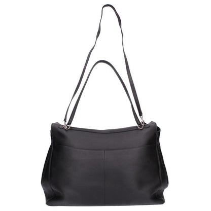 BALENCIAGA 2-Way Leather Handbag Black Silver Size XL