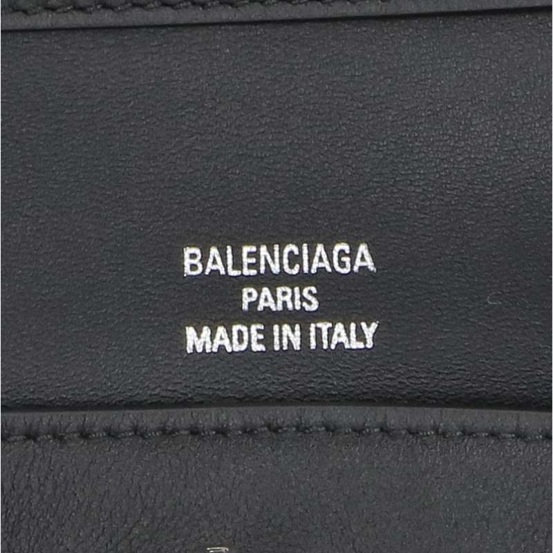 BALENCIAGA 2-Way Leather Handbag Black Silver Size XL