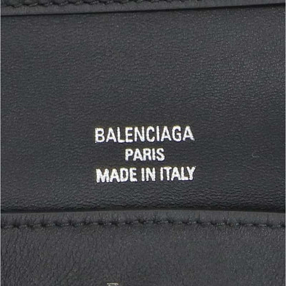 BALENCIAGA 2-Way Leather Handbag Black Silver Size XL