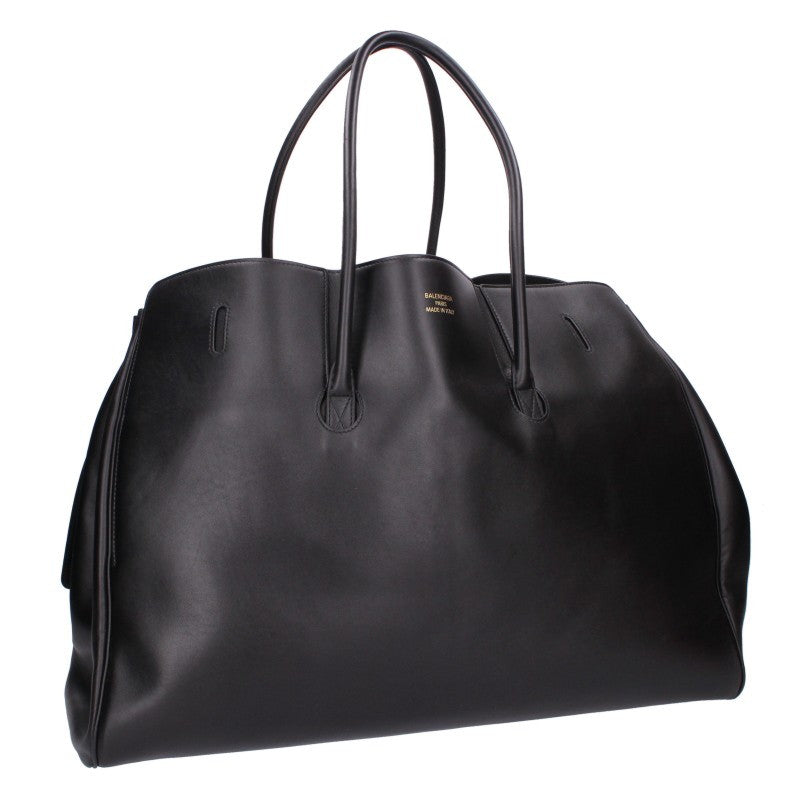 BALENCIAGA BEL AIR XL Leather Carryall Black Gold Handbag Size XL