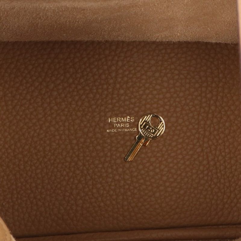 HERMES Picotin Lock PM Leather Handbag Brown Gold Size PM