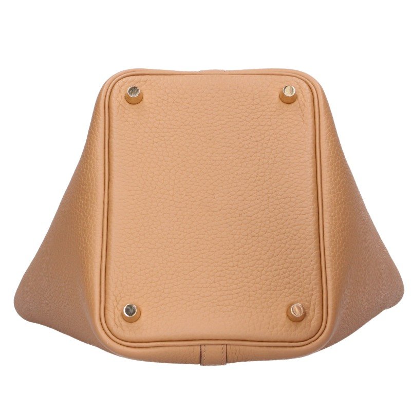 HERMES Picotin Lock PM Leather Handbag Brown Gold Size PM
