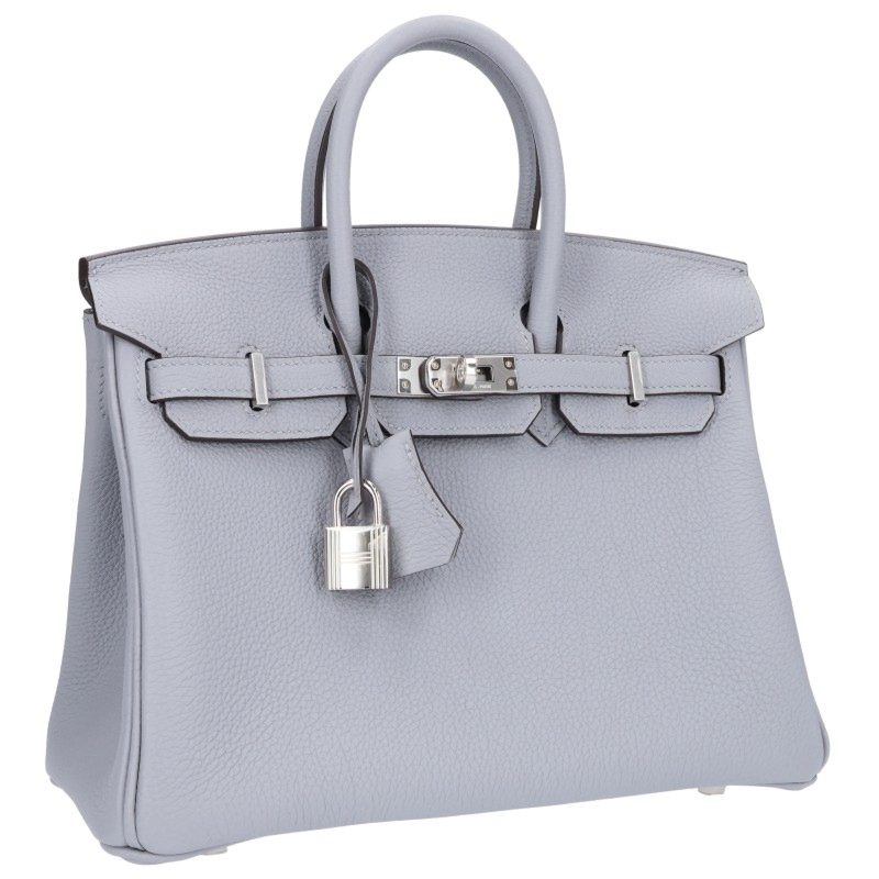 HERMES Birkin Togo Gris Etain Silver Hardware Bag Size 25