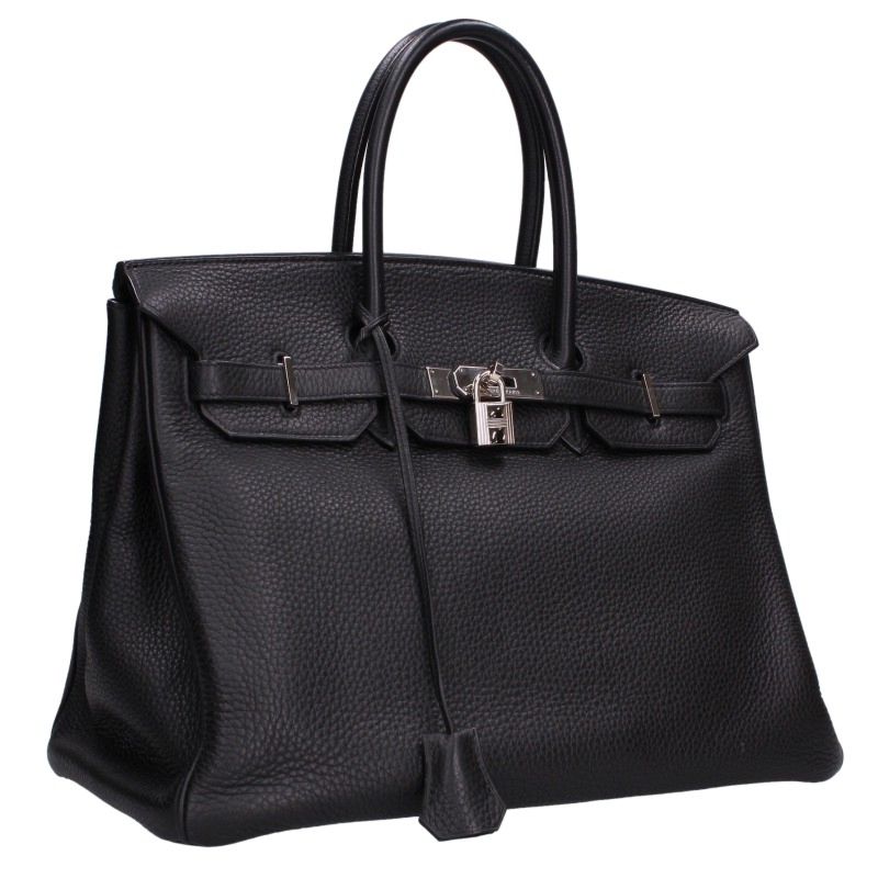 HERMES Birkin SHW Clemence Leather Bag Size 35