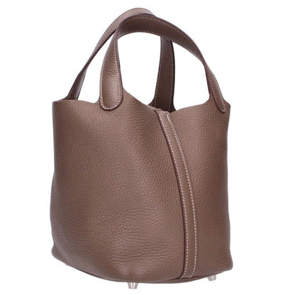 HERMES Picotin Lock Etoupe Taurillon Clemence HW Bag Size PM