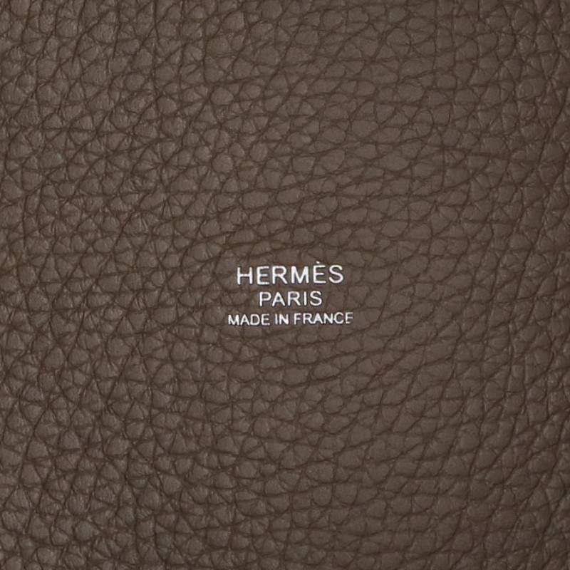 HERMES Picotin Lock Etoupe Taurillon Clemence HW Bag Size PM