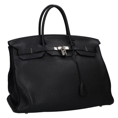 HERMES Birkin 40 Clemence Leather Silver HW Bag
