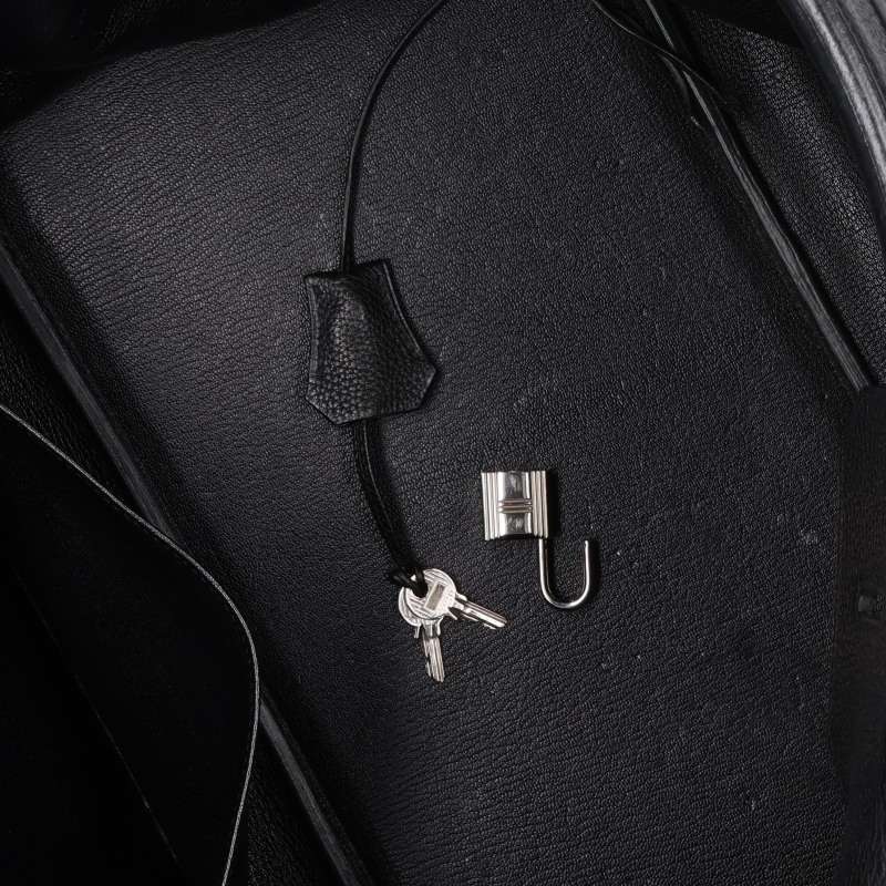 HERMES Birkin 40 Clemence Leather Silver HW Bag