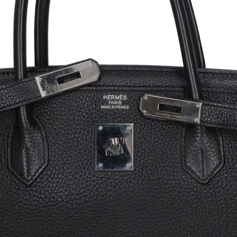HERMES Birkin 40 Clemence Leather Silver HW Bag