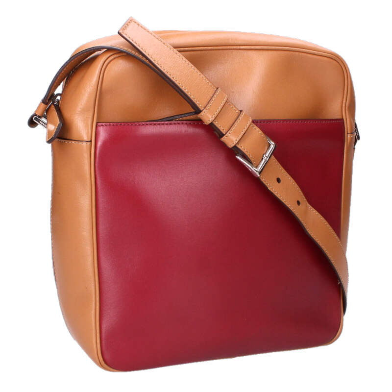 PRADA Bicolor Triangle Logo Plate Leather Bag Size ONE SIZE