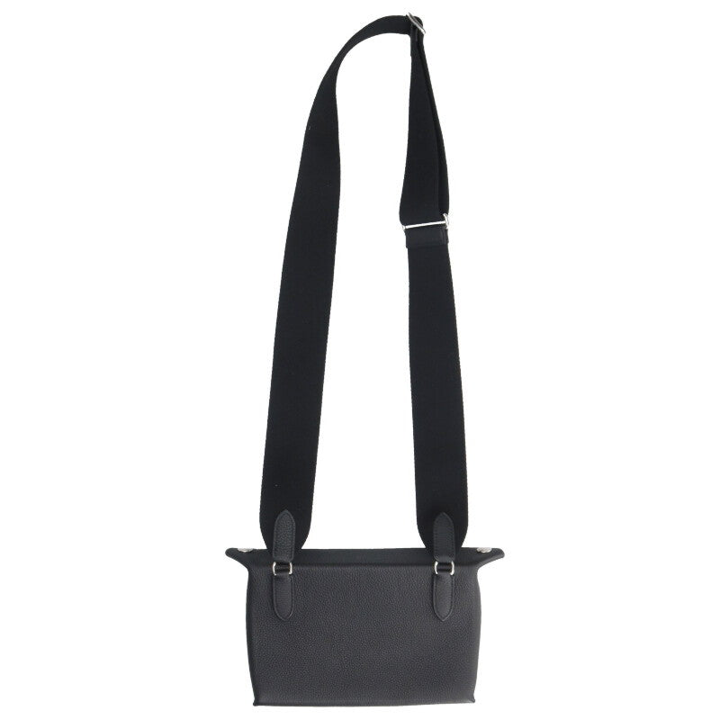 HERMES Vetopoche Leather Shoulder Bag Black Size ONE SIZE